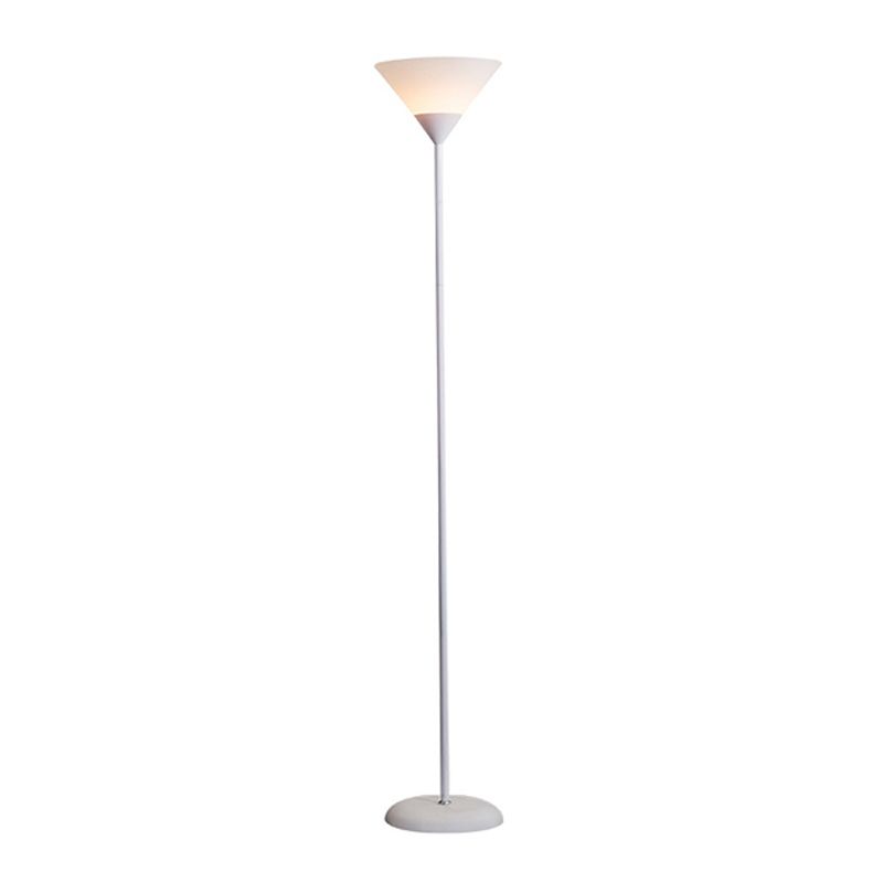 Floor lamp with cup-shaped acrylic shade and metal pole, minimalist multi-colour design