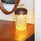 Glass USB table lamp modern design, warm and white light, living room and bedroom