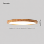Slim round LED ceiling light with Japanese-inspired wood accent finish, flush mount