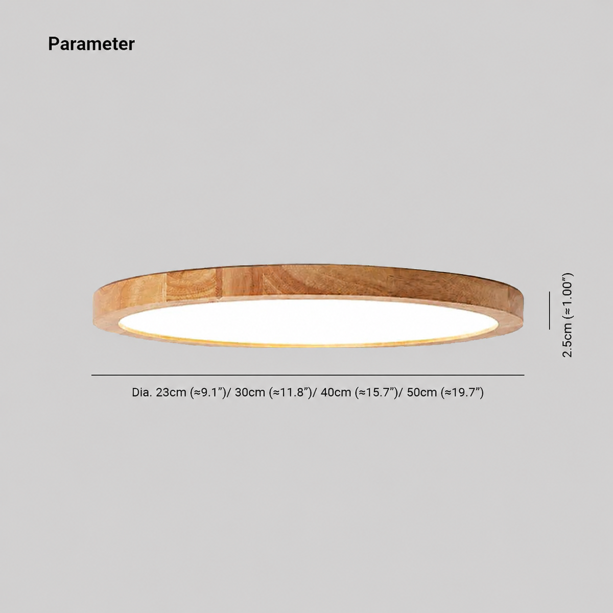 Slim round LED ceiling light with Japanese-inspired wood accent finish, flush mount