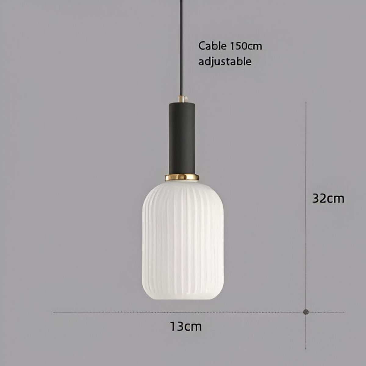 Glass pendant light modern warm white LED hardwired, cylindrical bottle drum shade