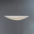 Fabric pendant light with stepless dimming and remote control, modern white shade