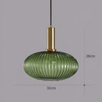 Glass pendant light modern warm white LED hardwired, cylindrical bottle drum shade
