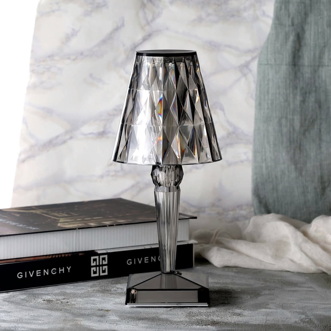 Crystal table lamp rechargeable touch control LED cordless acrylic sparkling design