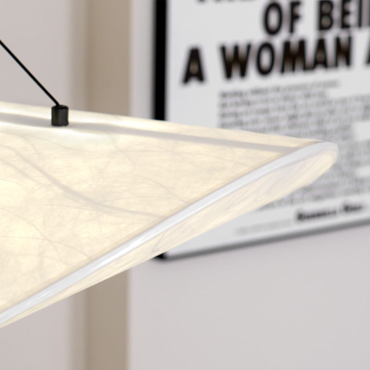 Fabric pendant light with stepless dimming and remote control, modern white shade