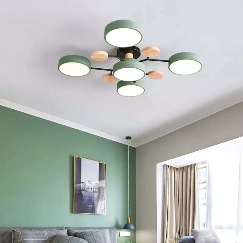 LED ceiling light modern multi-spot chandelier with metal frame and acrylic shade