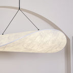 Fabric pendant light with stepless dimming and remote control, modern white shade