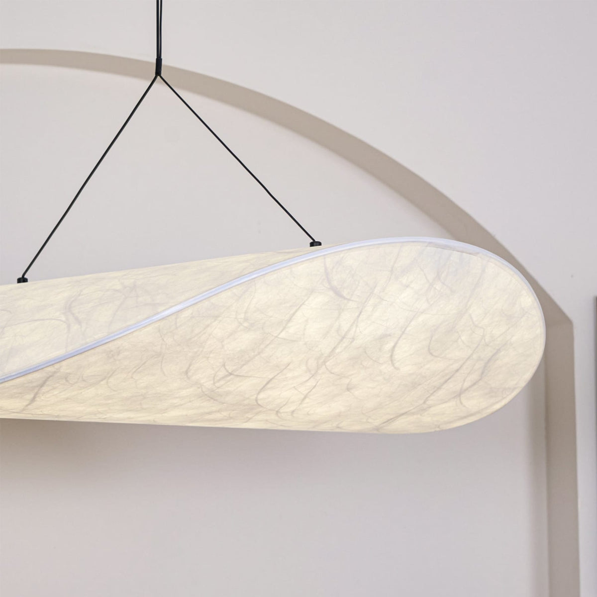 Fabric pendant light with stepless dimming and remote control, modern white shade