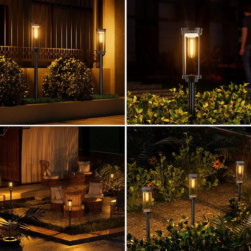Solar garden lights waterproof pathway stake lights warm white outdoor