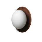 Nordic wood wall light with globe shade, LED G9, bedroom and hallway