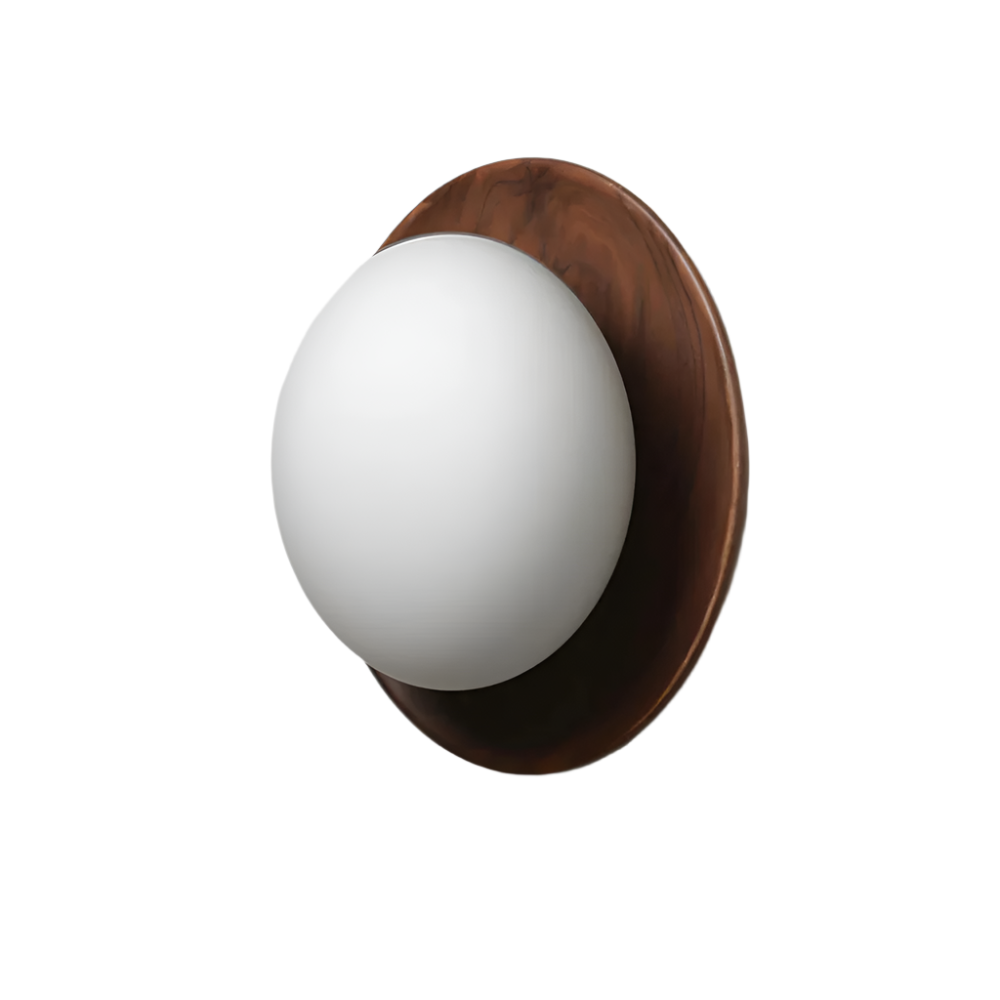 Nordic wood wall light with globe shade, LED G9, bedroom and hallway