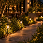 Solar garden lights slim design warm white pathway outdoor light 54cm