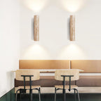 Travertine Wall Light | Warm LED, Natural Stone & Wood | 3 Sizes