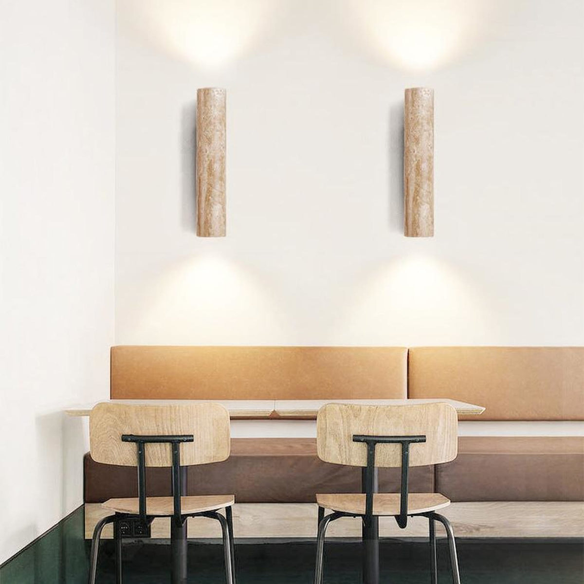 Travertine Wall Light | Warm LED, Natural Stone & Wood | 3 Sizes