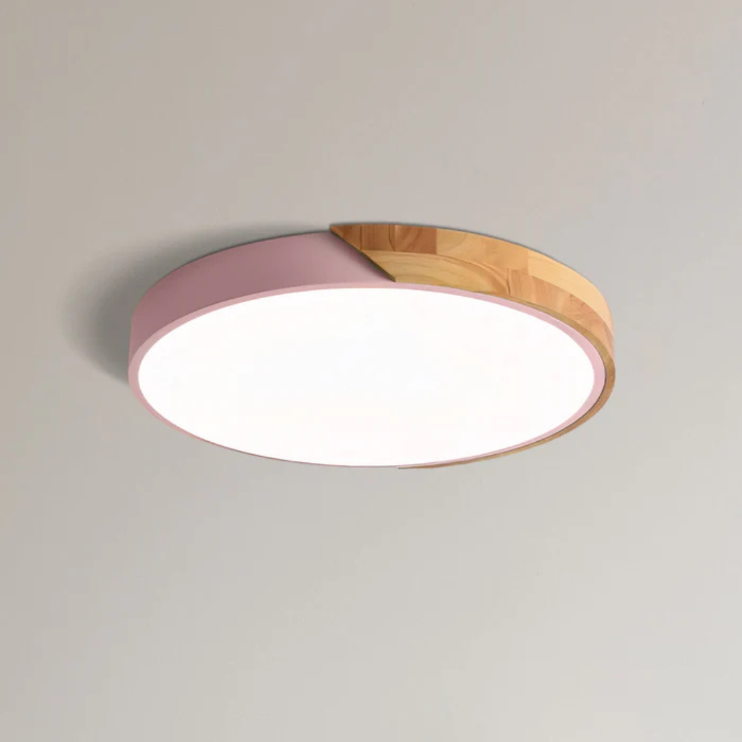 LED ceiling light Scandinavian wooden design D23 D30 cm cool white