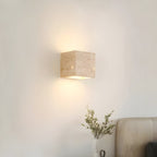 Travertine stone wall light square warm LED hardwired modern indoor sconce