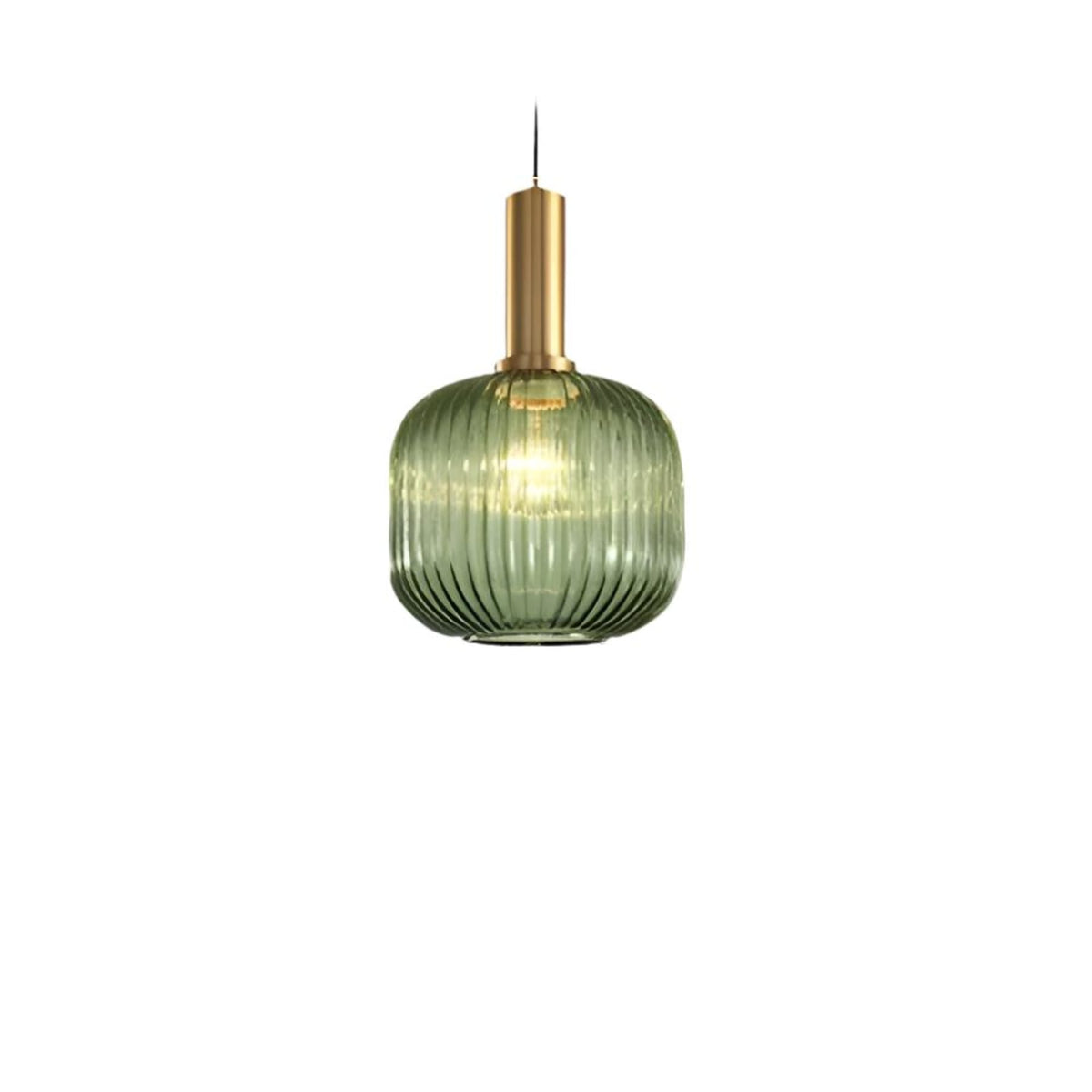 Glass pendant light modern warm white LED hardwired, cylindrical bottle drum shade