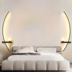 Wall sconce 2-light modern brass arc LED, hardwired aluminum fixture with silicone diffuser