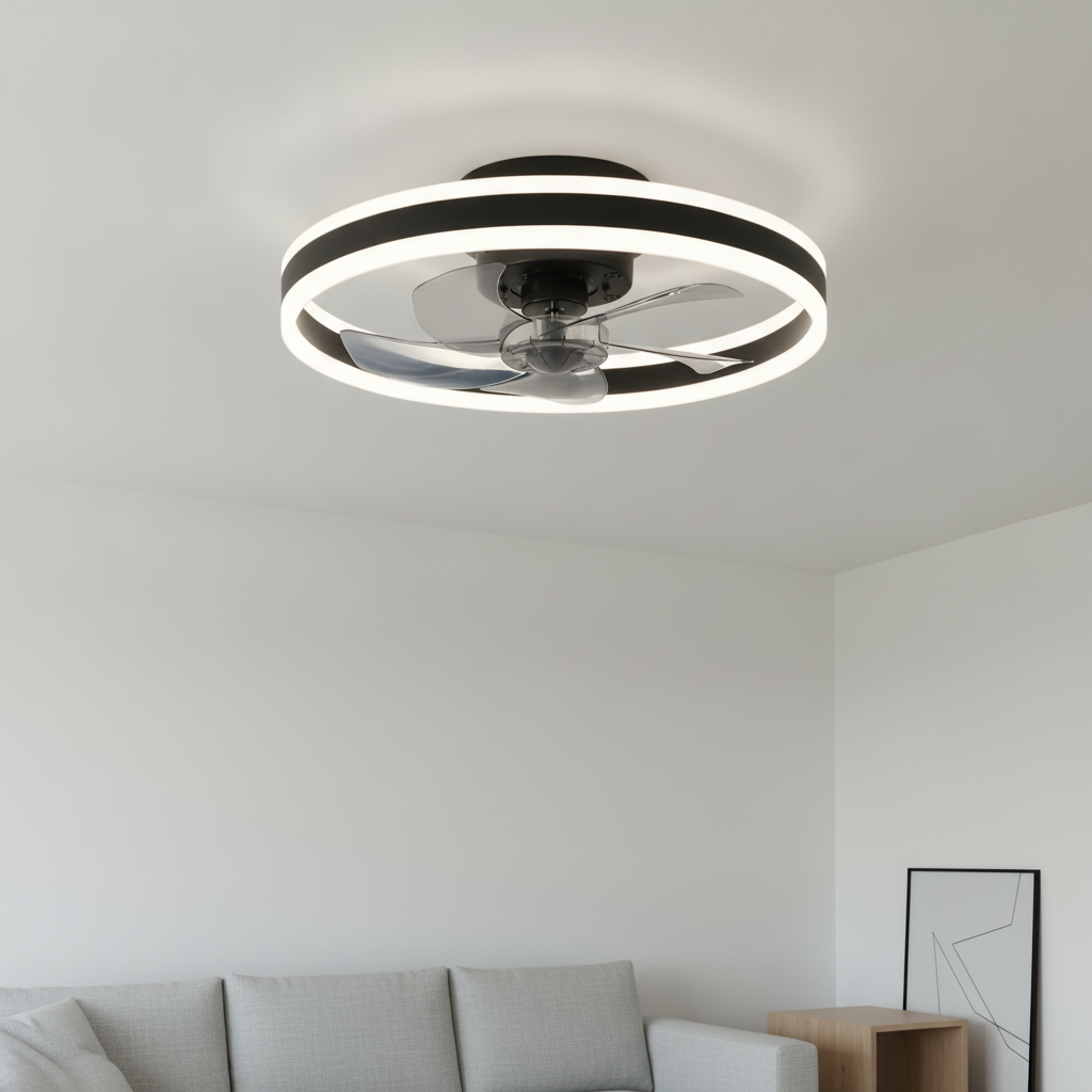 Ceiling fan with LED light, 50cm, smart app and remote control, 6 speeds, reversible blades