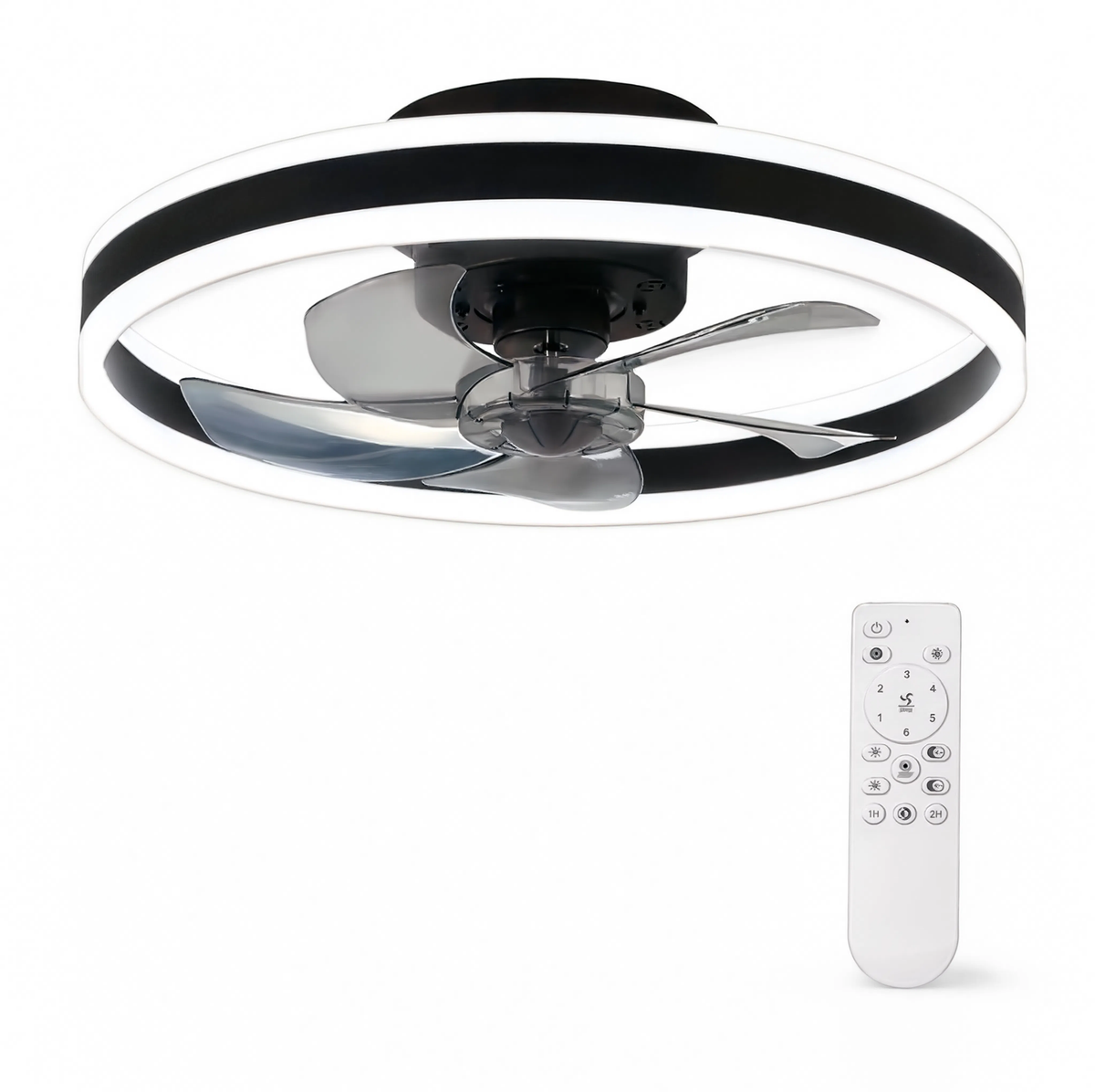 Ceiling fan with LED light, 50cm, smart app and remote control, 6 speeds, reversible blades