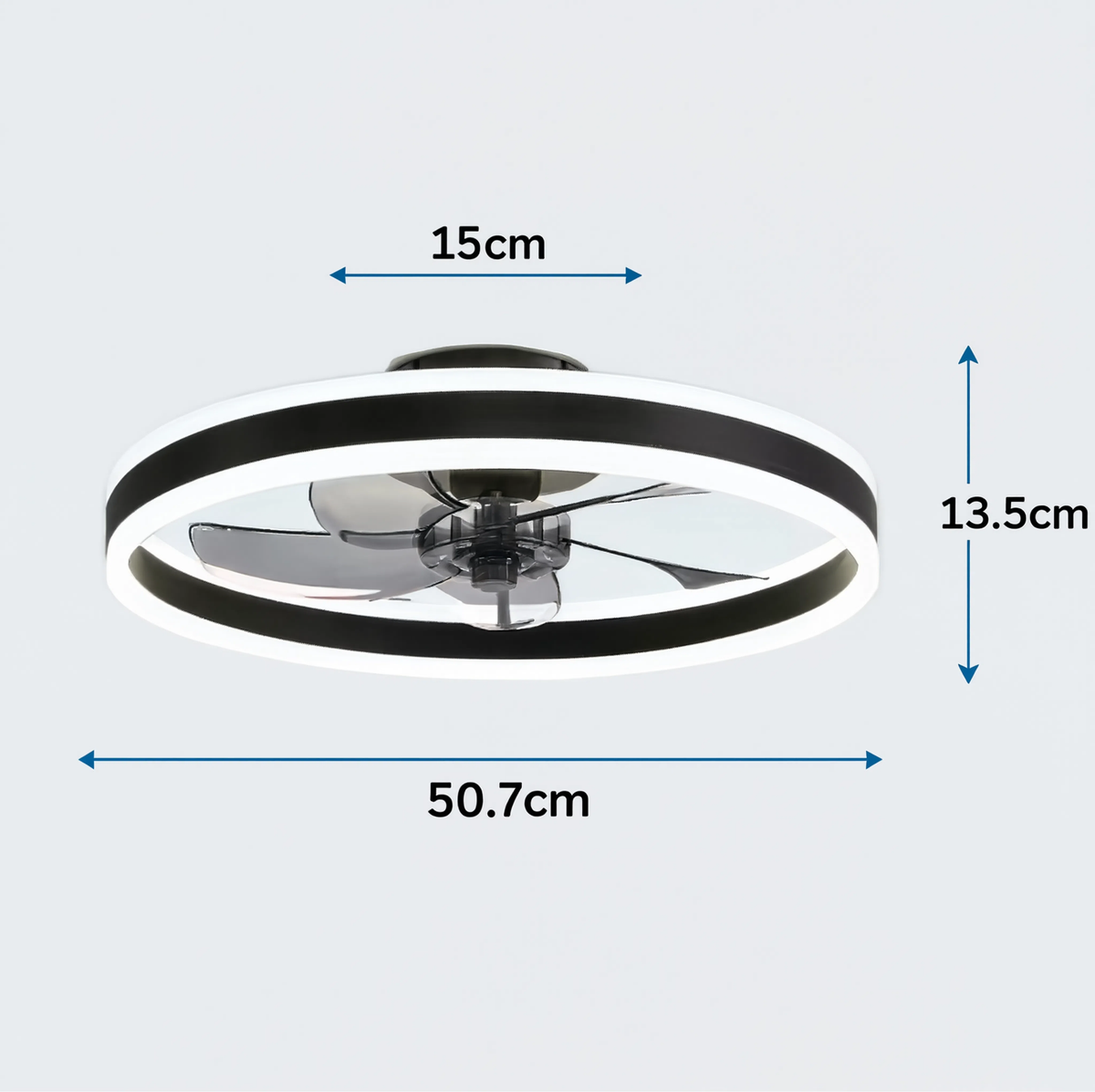 Ceiling fan with LED light, 50cm, smart app and remote control, 6 speeds, reversible blades