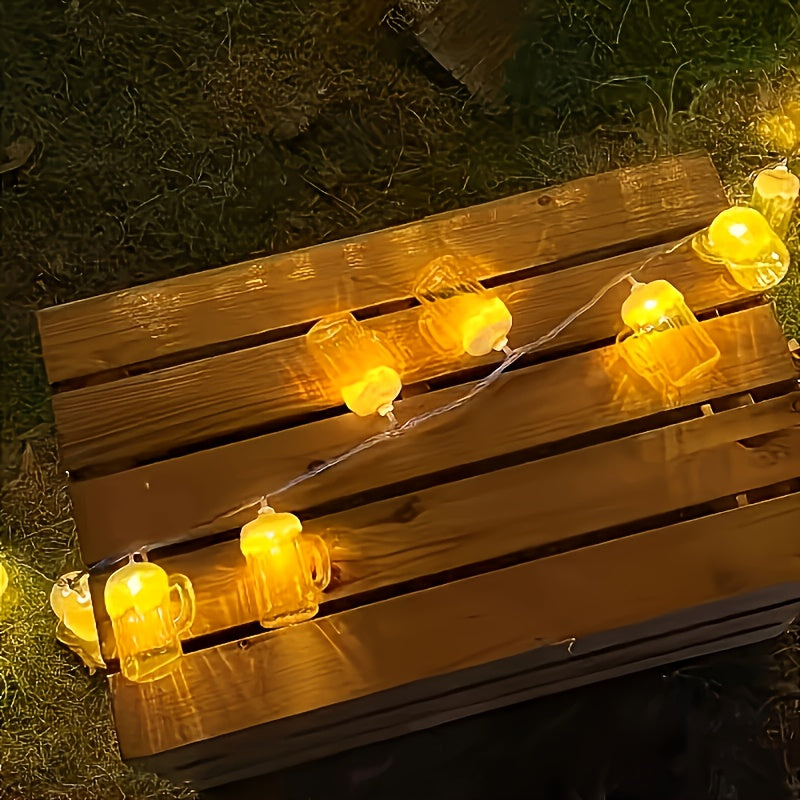 LED Beer Mug String Lights Oktoberfest decoration battery powered set of 2