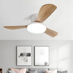 DC ceiling fan with LED light, Nordic wood blades, 6-speed DC motor, warm white 3000K