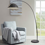 Black metal fishing rod arc floor lamp, modern standing light for living room