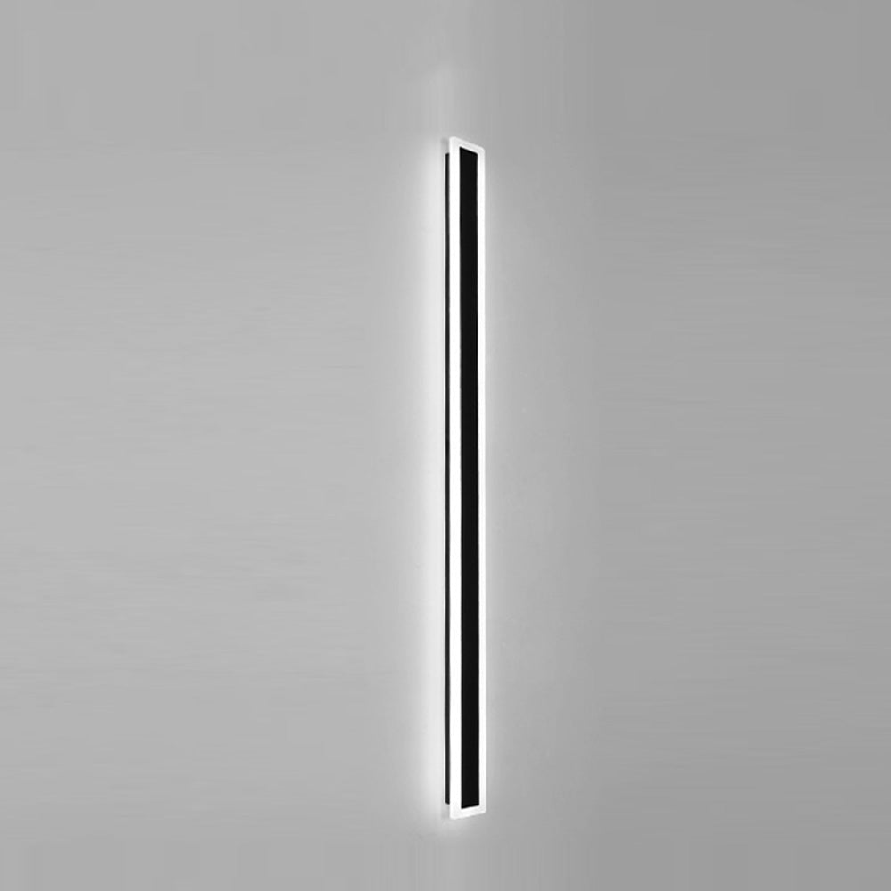 Linear outdoor wall light IP65 black LED strip design, 8cm wide, multiple heights