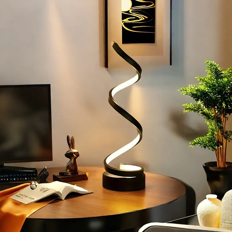 Modern LED Spiral Table Lamp - 3-Color Adjustable - Dimmable