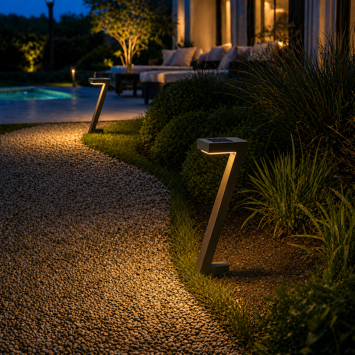 Solar garden lights matte dark ABS stake path lights IP65 weatherproof 4 pack warm glow