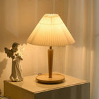Vintage Wooden Table Lamp, Retro Walnut Bedside Light