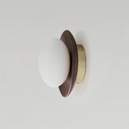 Nordic wood wall light with globe shade, LED G9, bedroom and hallway
