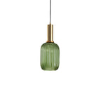 Glass pendant light modern warm white LED hardwired, cylindrical bottle drum shade