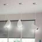 Minimalist white glider pendant lamp, folded metal crescent, 1/3/6-light modern ceiling light