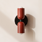 Modern minimalist cylinder LED wall sconce, 2-light iron fixture with warm white glow