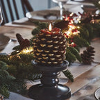 Flameless LED pinecone candles with remote timer and warm white flicker effect