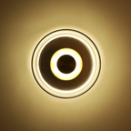 Round wall sconce with brass and glass shade, minimalist LED 1-light indoor fixture