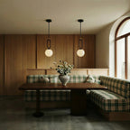 Marble pendant light warm LED glow, minimalist natural stone hardwired ceiling fixture