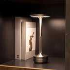 Cordless table lamp brass cone LED rechargeable, modern design