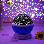 Star projector night table lamp with rotating dome, USB rechargeable LED