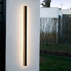 Linear LED outdoor wall lamp black IP65, minimalist design for garden and corridor