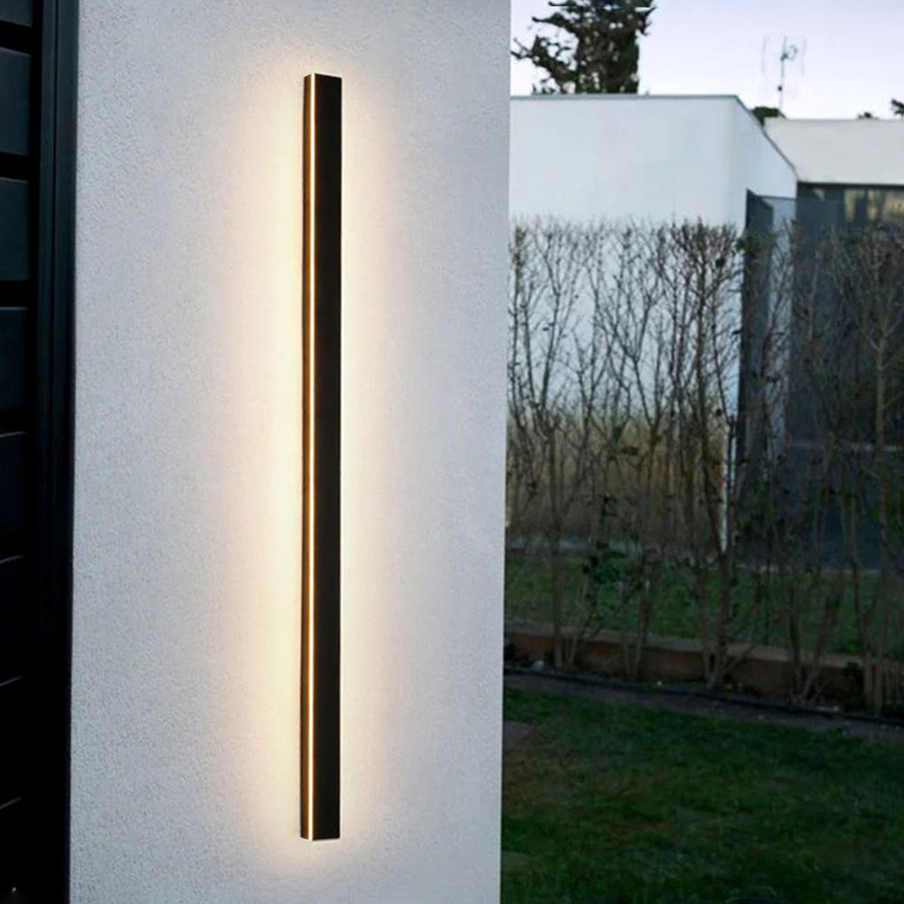 Linear LED outdoor wall lamp black IP65, minimalist design for garden and corridor