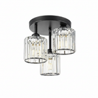 K9 crystal ceiling light 3-light black fixture with E27 compatibility, contemporary style