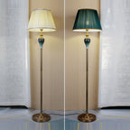 Floor lamp with fabric dome shade and metal base, available in multi colour options for bedroom