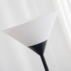 Floor lamp with cup-shaped acrylic shade and metal pole, minimalist multi-colour design