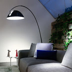 Black metal fishing rod arc floor lamp, modern standing light for living room