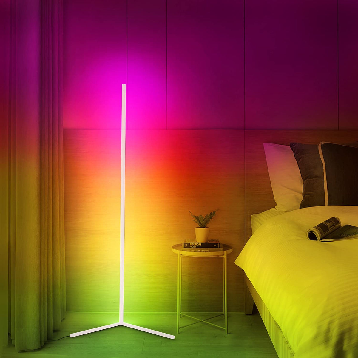 Indoor LED floor lamp RGB corner light dimmable aluminium, 142 cm modern design