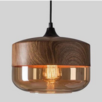 Cleo | Scandinavian Pendant Light | Minimalist, Adjustable Height | Wood & Glass
