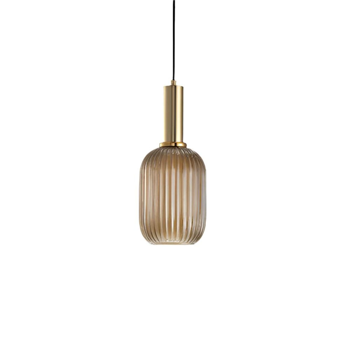 Glass pendant light modern warm white LED hardwired, cylindrical bottle drum shade